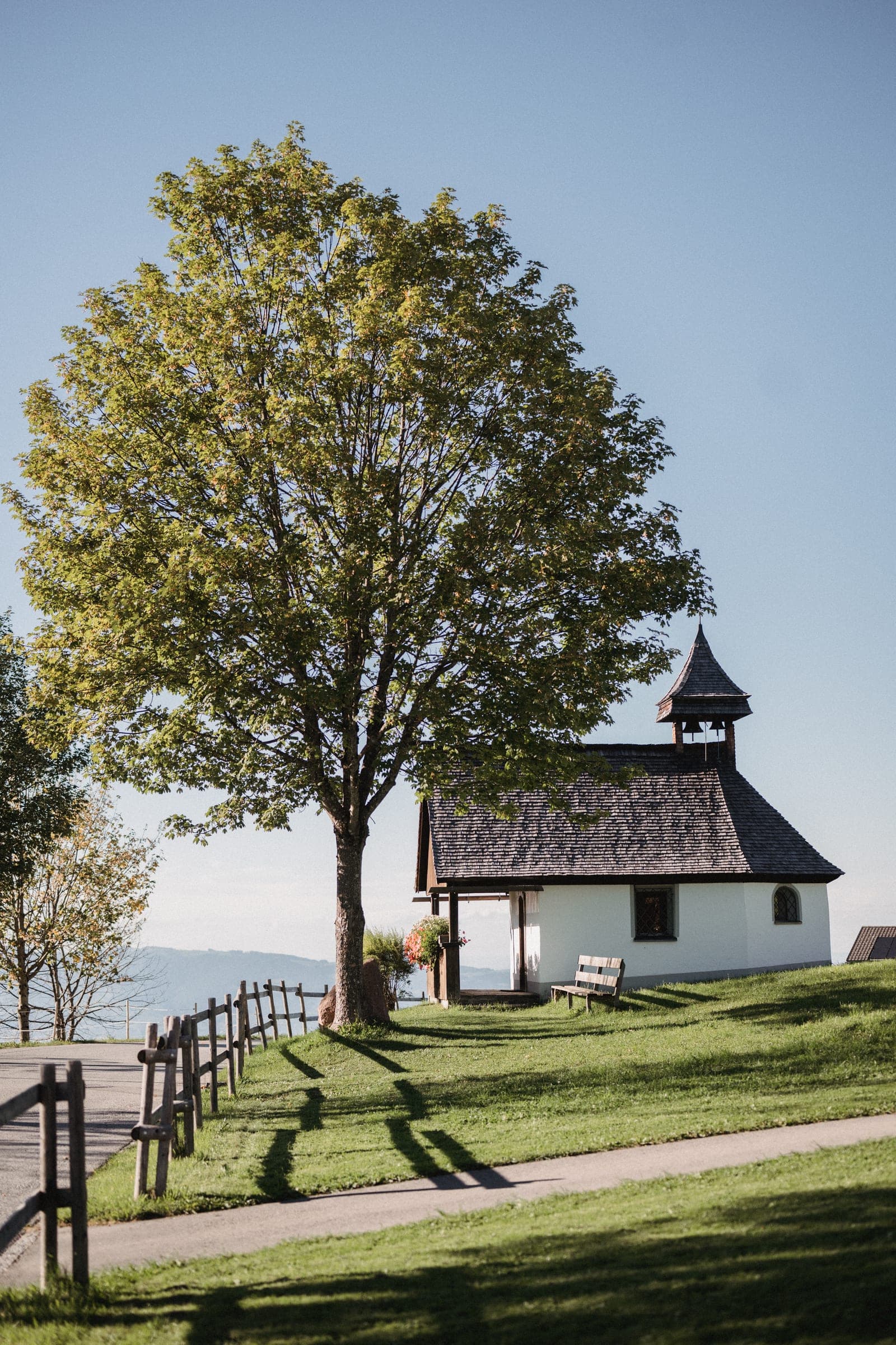 Chapel beneath a tree in the meadow